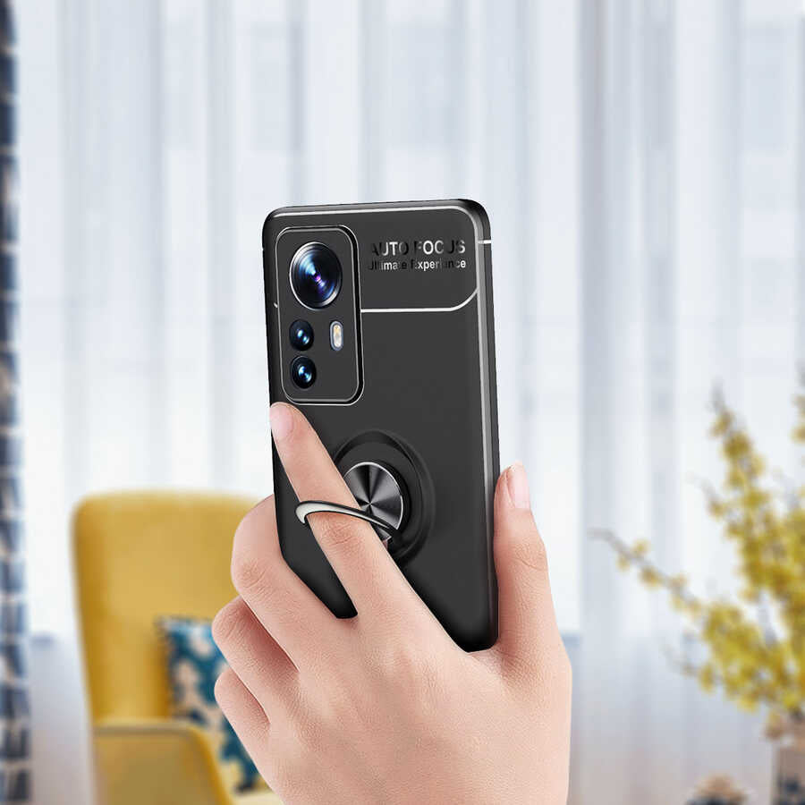 Xiaomi Mi 12 Kılıf Mnc Ravel Silikon Kapak-Siyah-Rose Gold