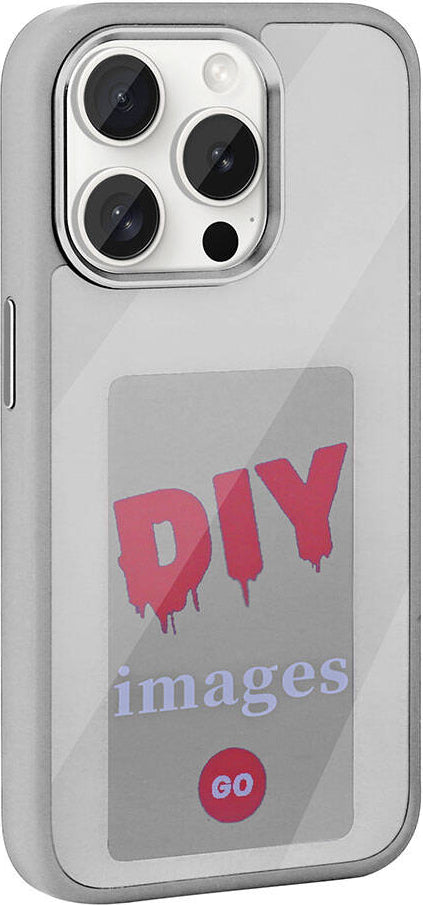 Apple iPhone 15 Pro Max Kılıf Ekranı Yansıtan Mnc Akıllı Nfc Kapak-Gri