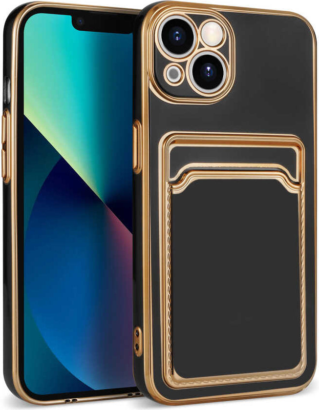 iPhone 13 Uyumlu Mnc Bark Kartlıklı Kapak-Rose Gold