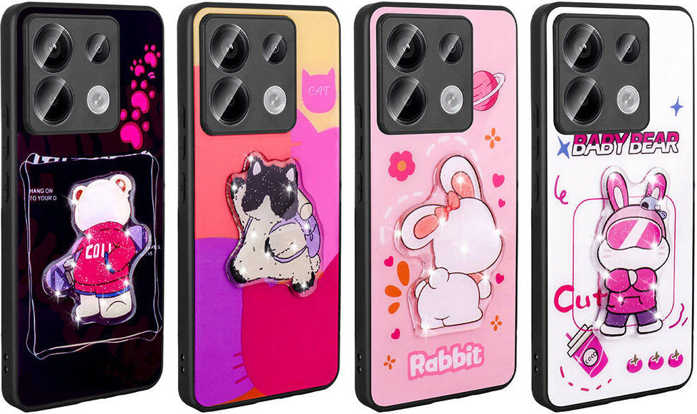Xiaomi Redmi Note 13 Pro 5g Kılıf Parlayan Kabartmalı Ikonik Figürlü Mnc Amas Silikon Kapak-Mor