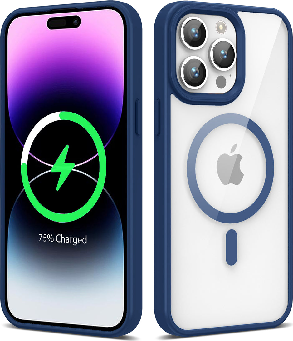 Apple iPhone 14 Pro Kılıf Magsafe Wireless Şarj Özellikli Silikon Mnc Ege Kapak-Lacivert