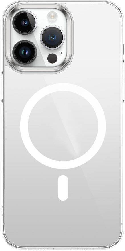 Apple iPhone 15 Pro Max Kılıf Mnc Wireless Şarj Özellikli Şeffaf G-Glass Kapak-Siyah