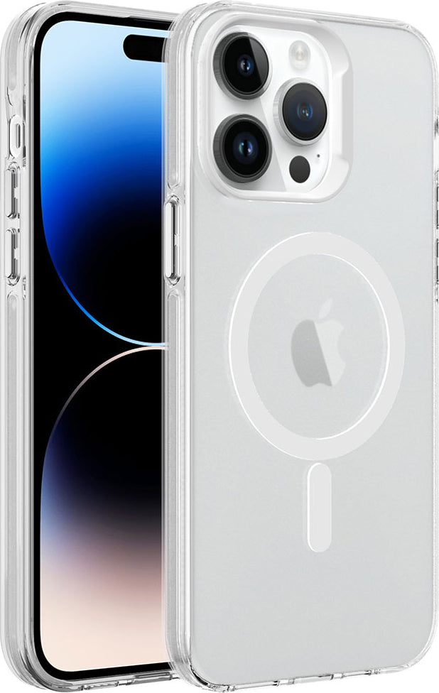 iPhone 14 Pro Max Uyumlu Mnc Magsafe Şarj Özellikli Buzlu Transparan C-Pro Sert Kapak-Renksiz