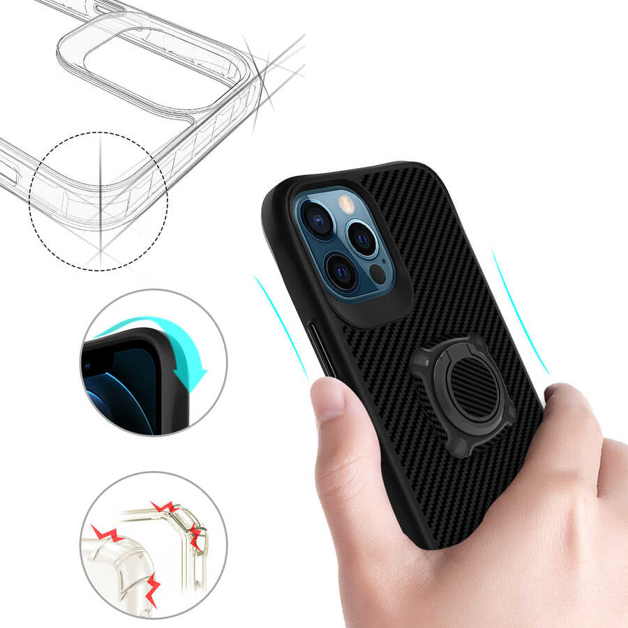 iPhone 12 Pro Max Uyumlu Mnc Timo Kapak-Siyah