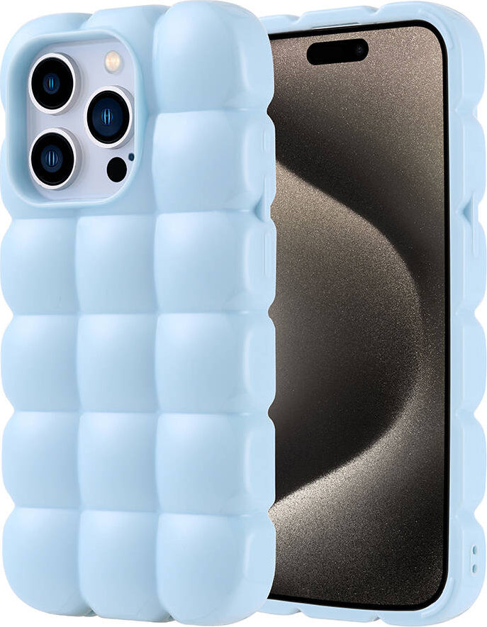 Apple iPhone 15 Pro Kılıf Parlak Esnek Silikon Mnc Dom Dom Kapak-Mavi