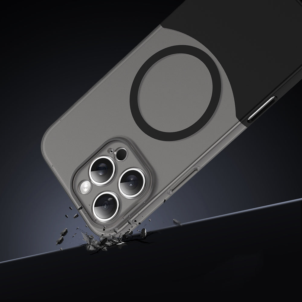 iPhone 16 Pro Kılıf M-Safe Şarj Özellikli Mıknatıslı Mnc Duble Kapak - Gri