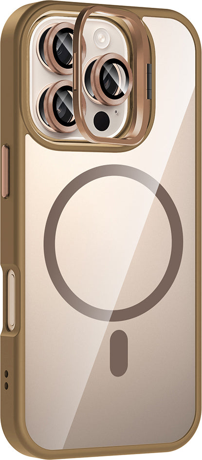 iPhone 16 Pro Max Kılıf Standlı ve Kamera Lens Hediyeli M-Safe Şarj Özellikli Mnc Etro Kapak - Laci