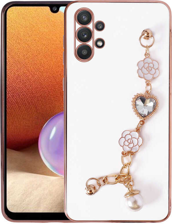 Galaxy A32 4g Kılıf El Tutamaçlı Kamera Korumalı Mnc Taka Silikon Kapak-Beyaz