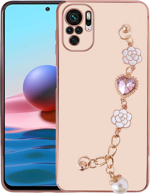 Xiaomi Redmi Note 10 Kılıf El Tutamaçlı Kamera Korumalı Mnc Taka Silikon Kapak-Pembe