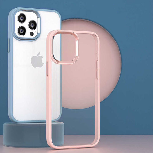iPhone 14 Plus Kılıf Mnc Krom Kapak-Pembe Açık