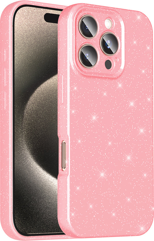 iPhone 16 Pro Max Kılıf Kamera Korumalı Simli Lüks Mnc Koton Kapak - Lila