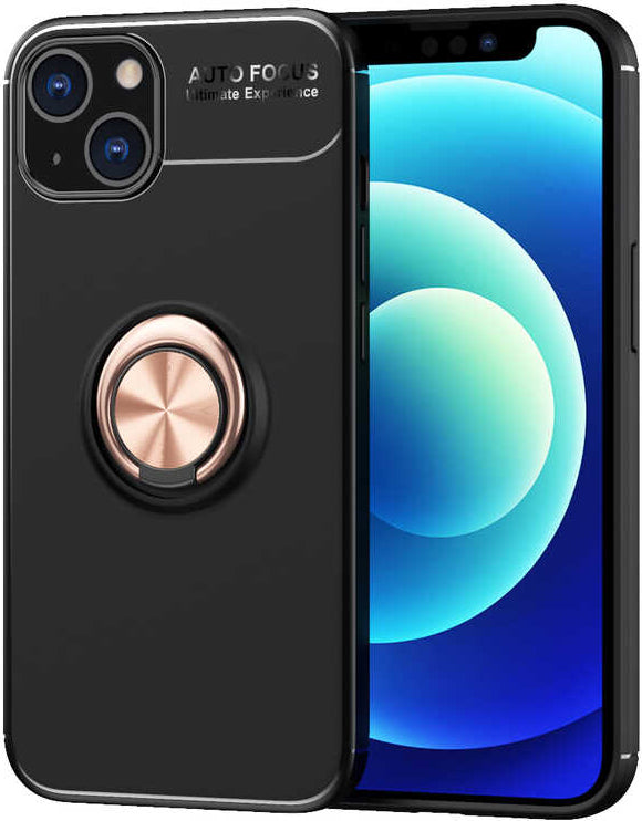 iPhone 13 Uyumlu Mnc Ravel Silikon Kapak-Siyah-Rose Gold