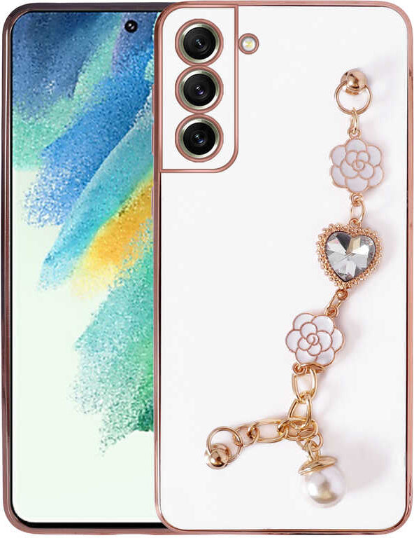 Galaxy S21 Fe Kılıf El Tutamaçlı Kamera Korumalı Mnc Taka Silikon Kapak-Beyaz