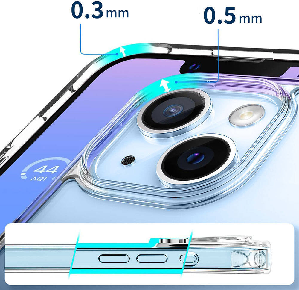 iPhone 15 Plus Uyumlu Magsafe Şarj Özellikli Şeffaf Sert Pc Mnc Embos Kapak-Renksiz