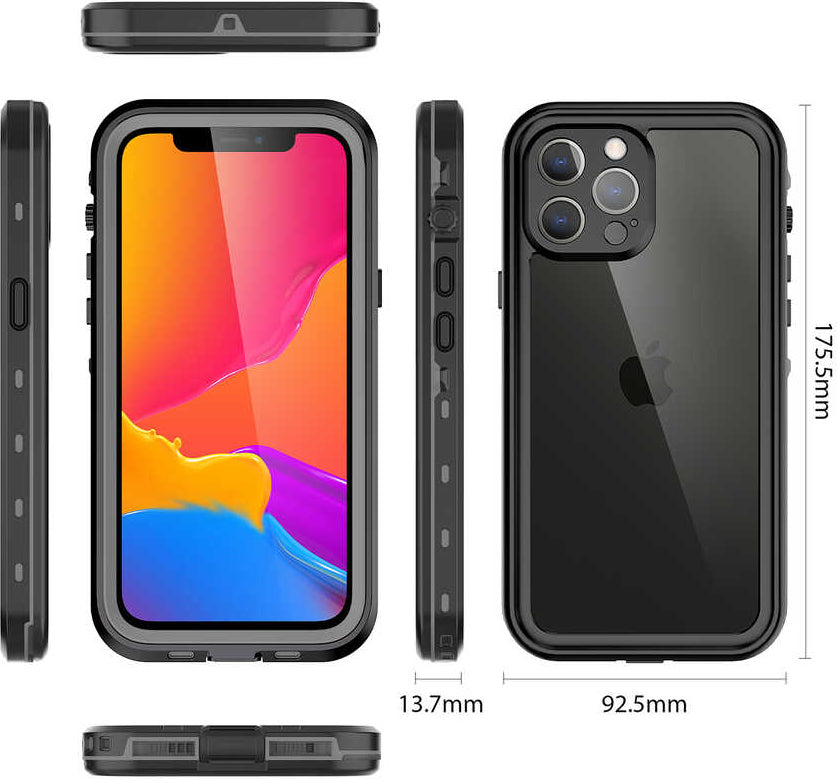 iPhone 13 Pro Max Uyumlu 1-1 Su Geçirmez Kılıf-Siyah