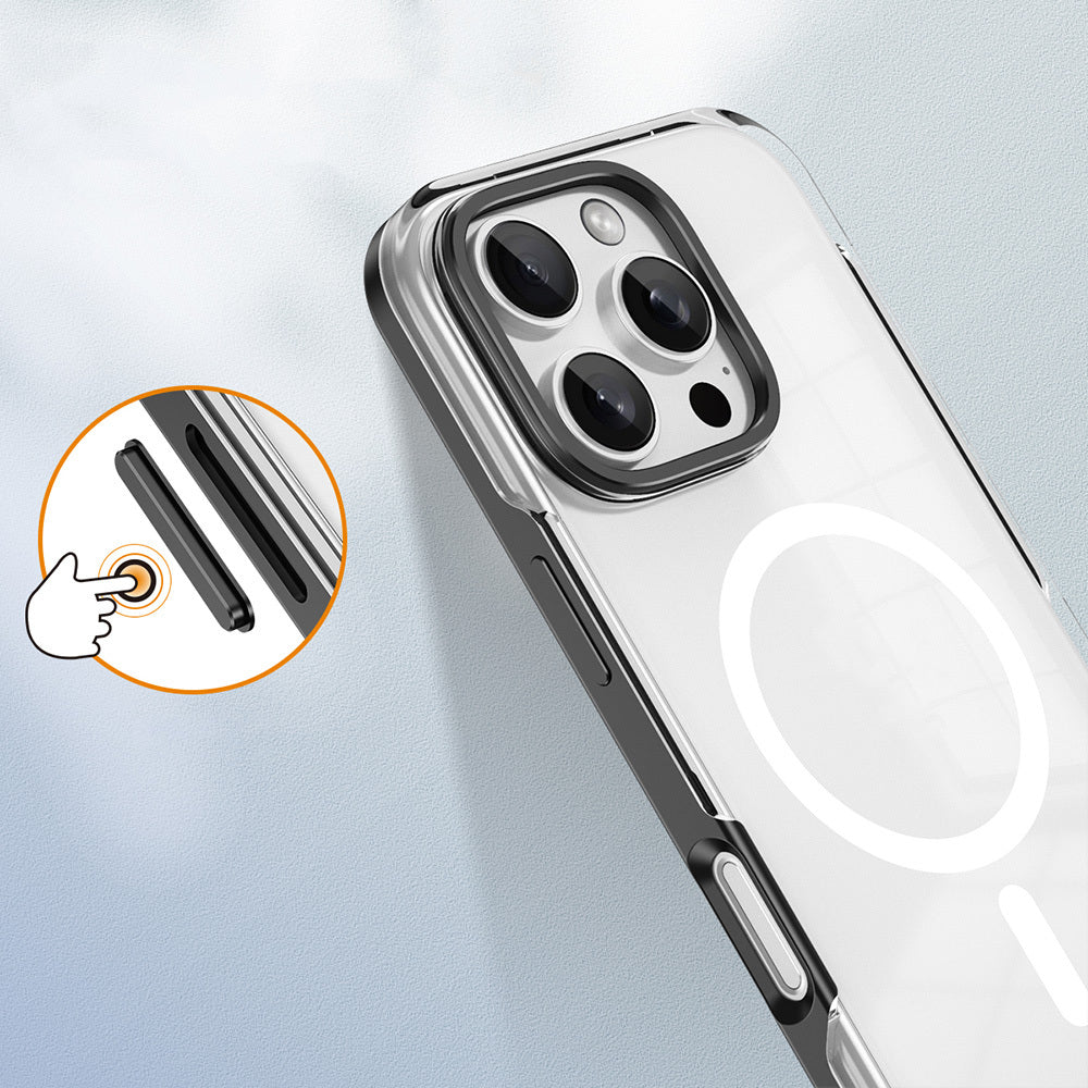 iPhone 16 Pro Max Kılıf Magsafe Şarj Özellikli Çıkarılabilir Arka Yüzeyli Mnc Polar Kapak-Siy-Siyah