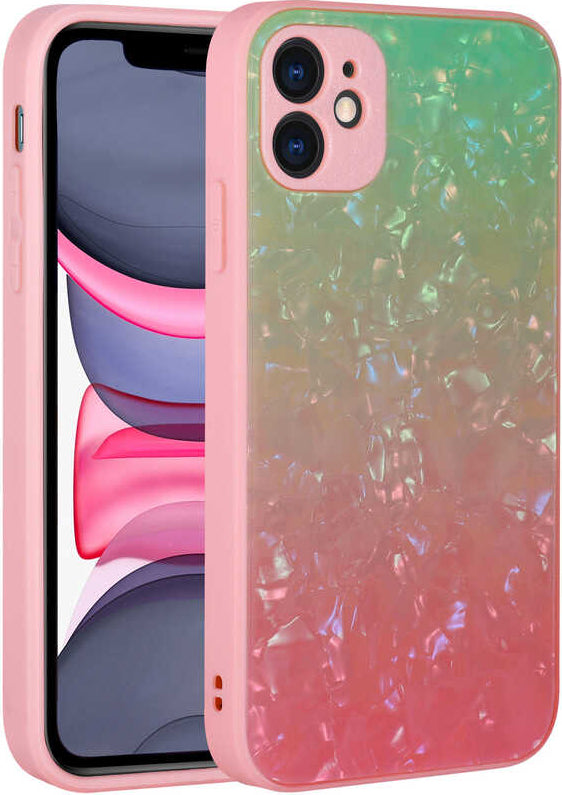 iPhone 11 Uyumlu Renk Geçişli Mermer Desenli Sert Silikon Mnc Granit Kapak-No4