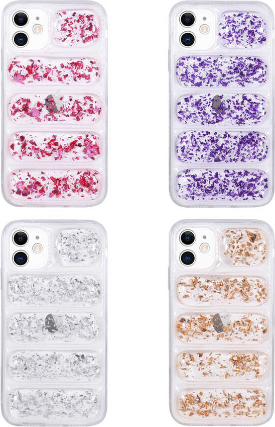 iPhone 11 Kılıf Kamera Korumalı Simli Airbag'li Mnc Dalga Kapak-Mor