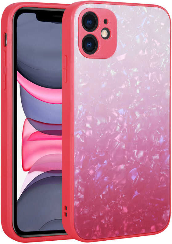 iPhone 11 Uyumlu Renk Geçişli Mermer Desenli Sert Silikon Mnc Granit Kapak-No6