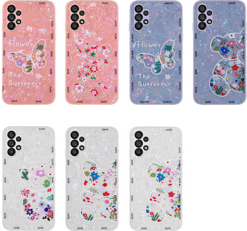 Galaxy A13 4g Kılıf Desenli Sert Silikon Mnc Mumila Kapak-White Bear
