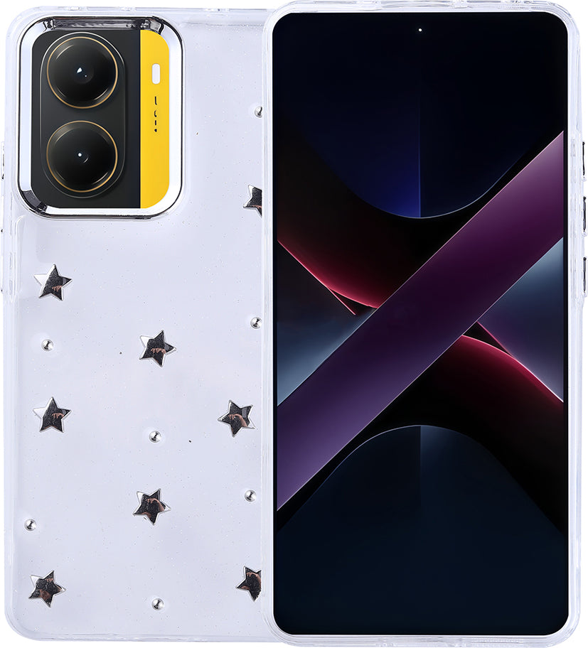Poco X7 Pro Kılıf Airbag Tasarımlı Simli Şeffaf Mnc Kutup Kapak - Fiyonk