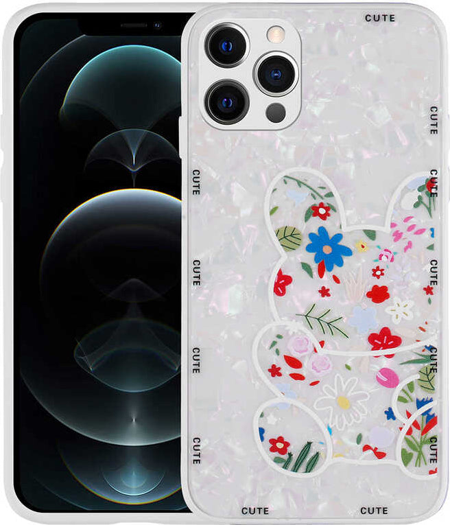 iPhone 13 Pro Max Uyumlu Desenli Sert Silikon Mnc Mumila Kapak-Lilac Flower