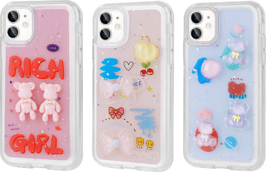 Apple iPhone 11 Kılıf Kabartma Figürlü Parlak Mnc Minimini Silikon Kapak-Pembe