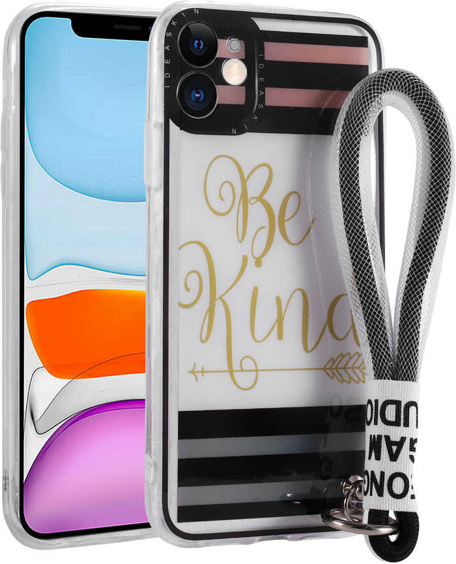 iPhone 11 Uyumlu Desenli El Askılı Ipli Mnc Astana Silikon Kapak-Be Kind