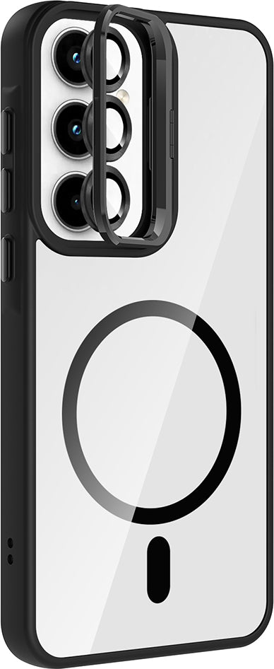 Galaxy A35 Kılıf Standlı ve Kamera Lens Hediyeli M-Safe Şarj Özellikli Mnc Etro Kapak - Pembe