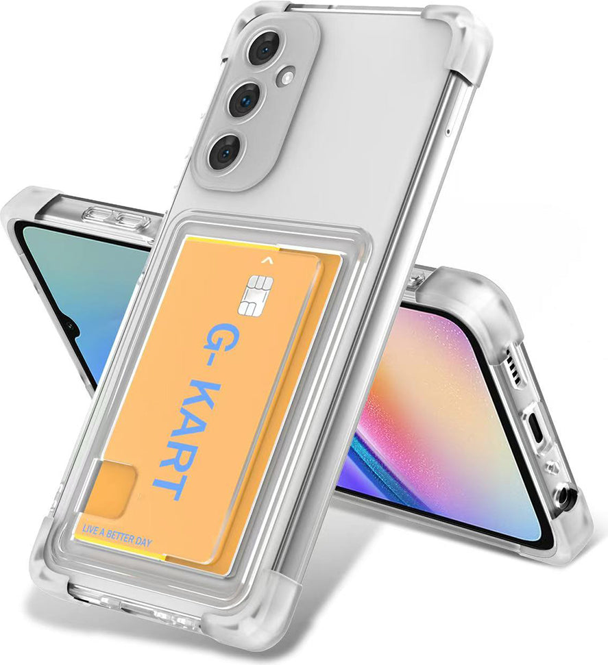Galaxy S24 Fe Kılıf Airbag Tasarımlı Şeffaf Kartlıklı Mnc G-Kart Kapak-Şeffaf