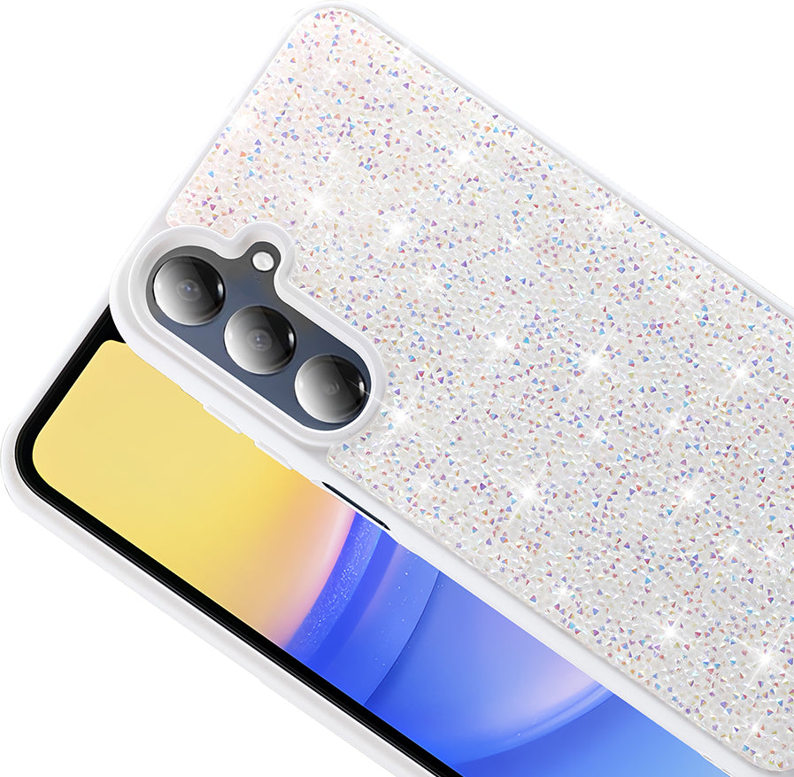 Galaxy A26 Kılıf Parlak Taşlı Tasarım Mnc Pırlanta Kapak - Beyaz