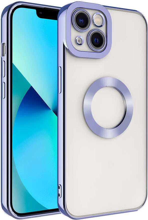 iPhone 13 Uyumlu Kamera Korumalı Logo Gösteren Mnc Omega Kapak-Lila