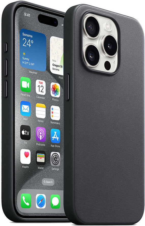 Apple iPhone 15 Pro Kılıf Mnc Magsafe Şarj Özellikli Mikro Fiber Optimal Kapak-Siyah