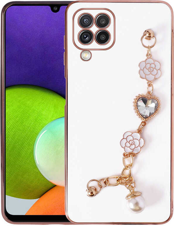 Galaxy A12 Kılıf El Tutamaçlı Kamera Korumalı Mnc Taka Silikon Kapak-Beyaz