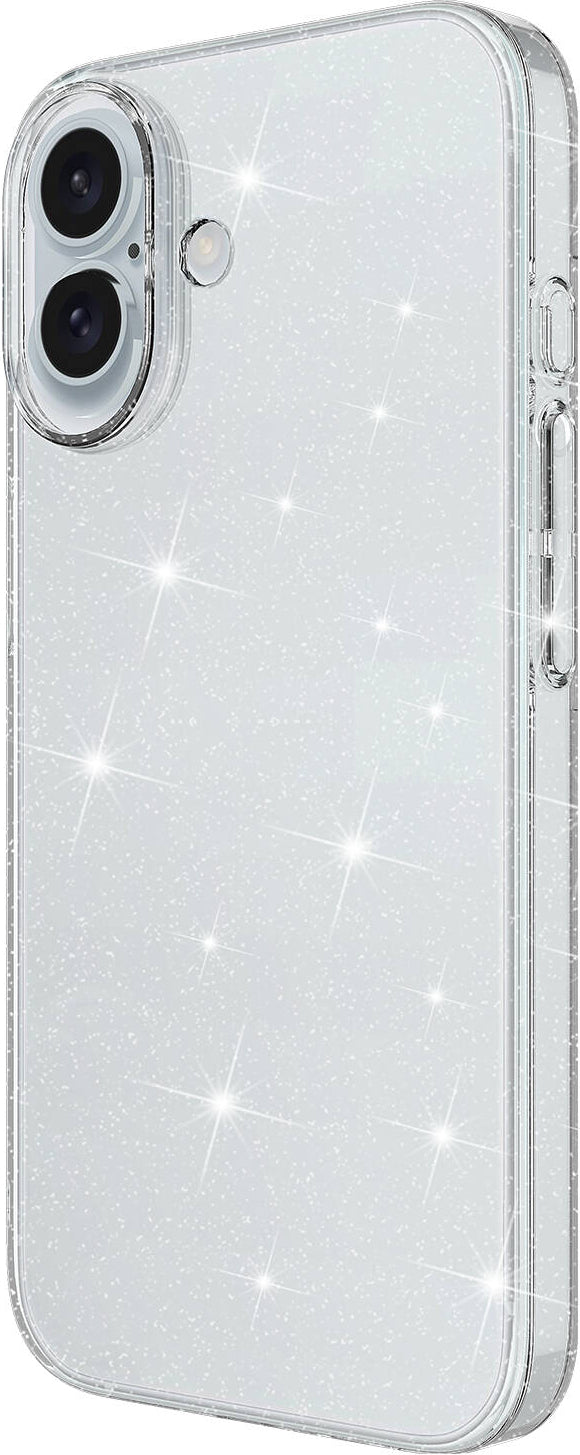 Apple iPhone 16 Plus Kılıf Parlayan Simli Şeffaf Mnc Redos Kapak-Şeffaf