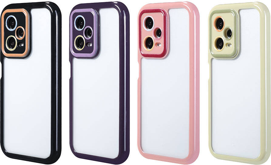 Xiaomi Redmi Note 12 Pro 5g Kılıf Kamera Korumalı Renkli Kenar ve Çerçeve Tasarımlı Mnc Vitamin Kapak-Derin Mor