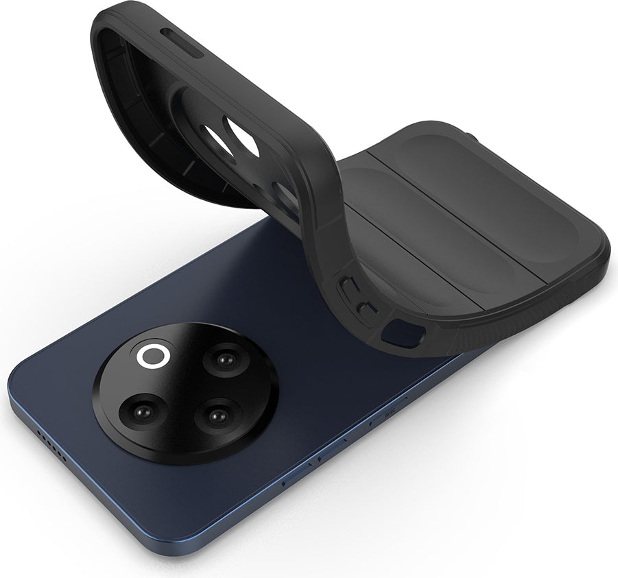 Tecno Spark 30C 4g Kılıf Esnek Tpu Oyuklu Arka Yüzey Tasarımlı Mnc Etnik Silikon Kapak - Siyah