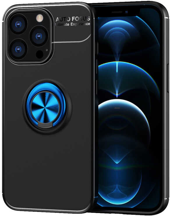 iPhone 13 Pro Uyumlu Mnc Ravel Silikon Kapak-Siyah-Mavi