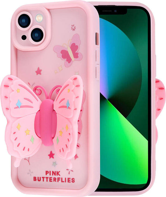 Apple iPhone 13 Kılıf Kamera Korumalı Figür Tasarımlı Mnc Kapya Kapak-Pembe Koyu