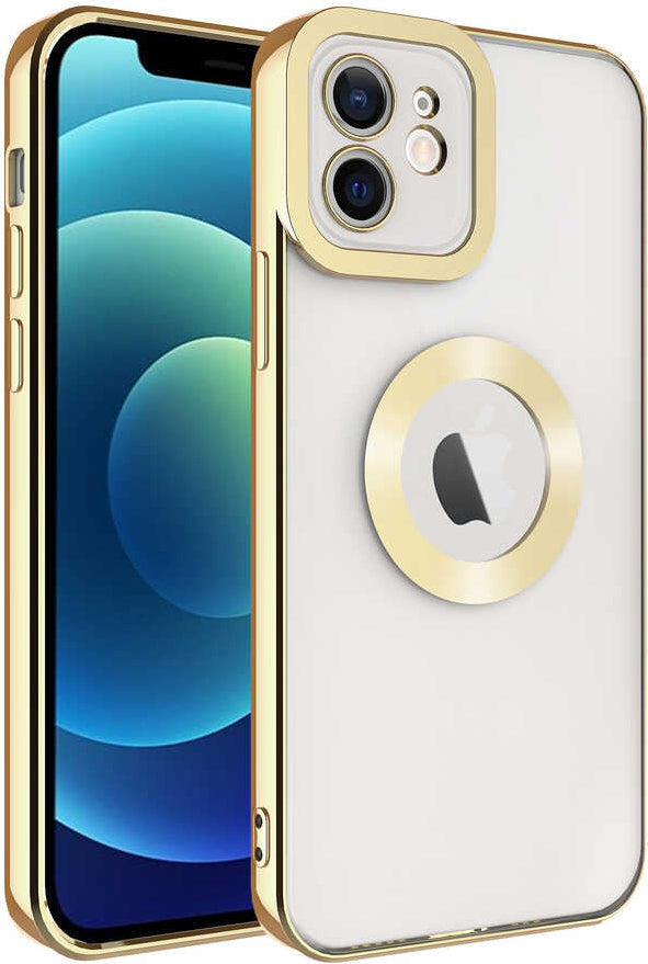 iPhone 11 Uyumlu Kamera Korumalı Logo Gösteren Mnc Omega Kapak-Gold