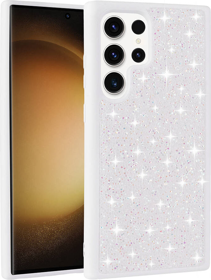 Galaxy S23 Ultra Kılıf Parlak Taşlı Tasarım Mnc Pırlanta Kapak-Lila
