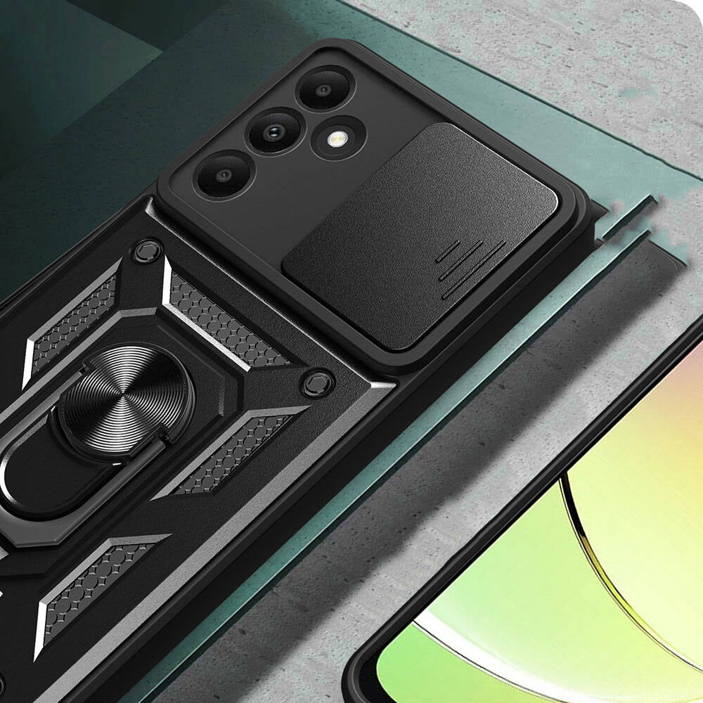Galaxy A15 Kılıf Magnetik Standlı Kamera Korumalı Mnc Sürgülü Vega Kapak-Mavi