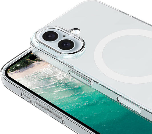 Apple iPhone 16 Plus Kılıf Mnc Magsafe Şarj Özellikli Şeffaf Tek Kamera Çerçeveli Porto Kapak-Şeffa