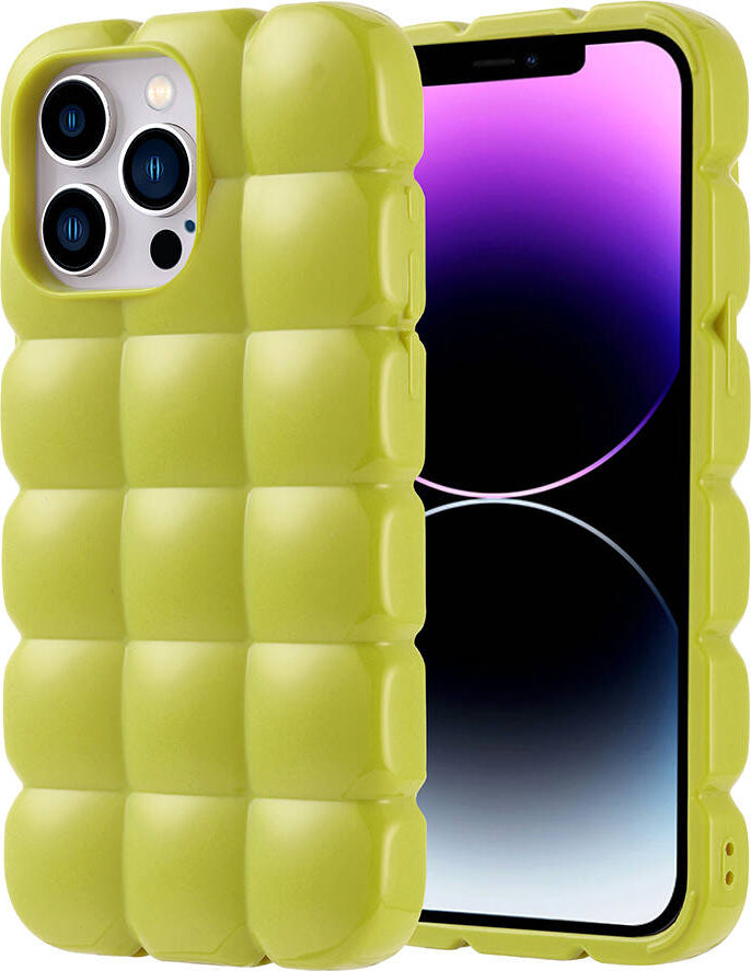 Apple iPhone 14 Pro Max Kılıf Parlak Esnek Silikon Mnc Dom Dom Kapak-Yeşil