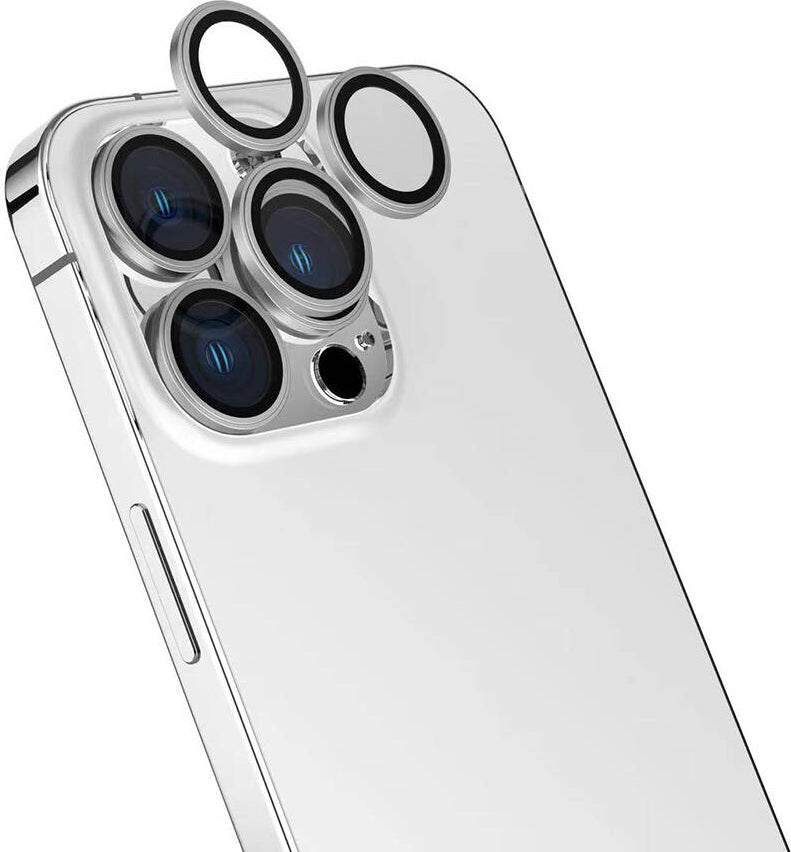 Apple iPhone 16 Pro Mnc Cl-15 Parmak Izi Bırakmayan Anti-Reflective Kamera Lens Koruyucu-Gümüş