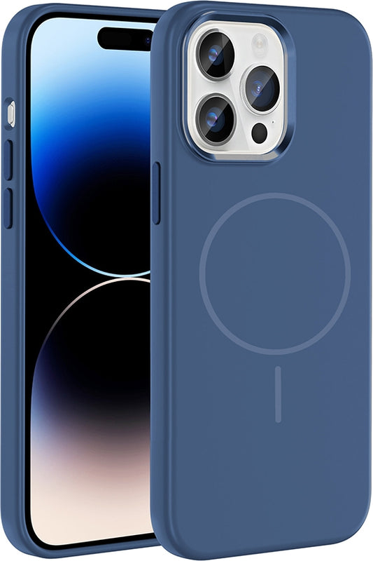 Rengareng iPhone 14 Pro Max Kılıf M-Safe Şarj Özellikli Metal Kamera Çerçeveli Zore Edi Silikon Kapak - Siyah