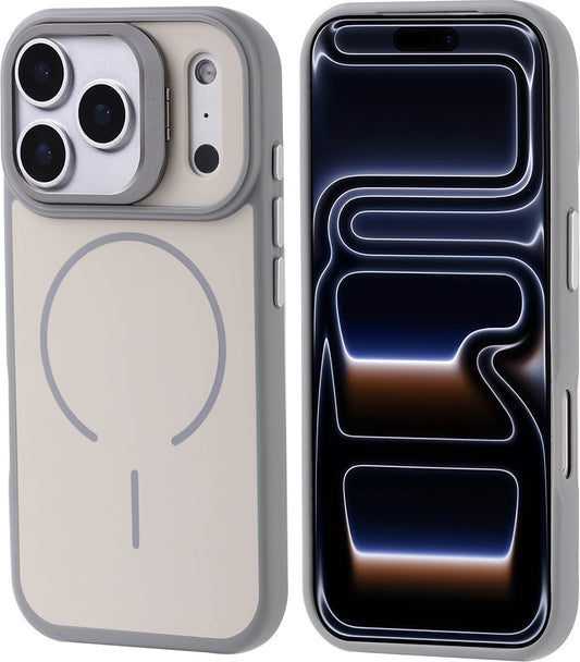 Rengareng iPhone 17 Pro Kılıf M-Safe Şarj Özellikli Kamera Standlı Zore Notron Kapak - Siyah