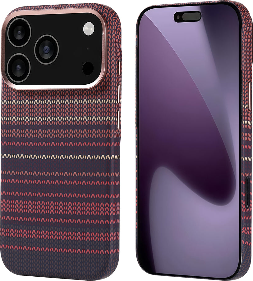 Rengareng iPhone 17 Pro Kılıf M-Safe Şarj Özellikli Karbon Fiber Görünümlü Mnc Nekst Kapak - Lacivert