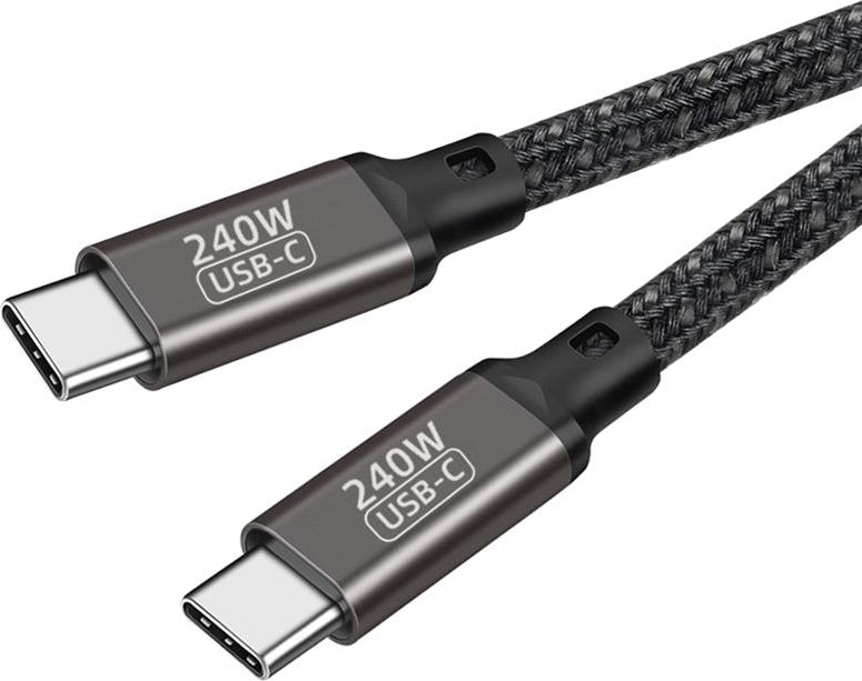 Rengareng Siyah QG02 Type-C To Type-C Pd3.1 Data Kablosu 240W 480MBPS 0.5 Metre