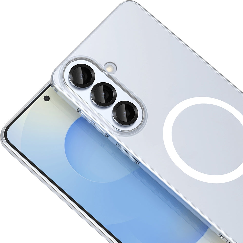 Rengareng Galaxy S24 Fe Kamera Korumalı M-Safe Şarj Özellikli Şeffaf Zore London Silikon Kapak - Şeffaf
